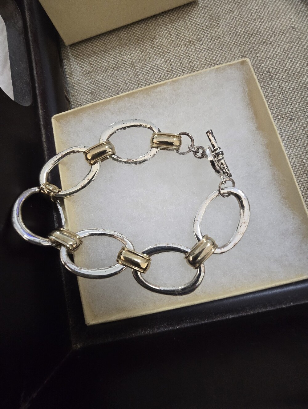 Brooks Brothers Vintange Two-Tone Oval Link Bracelet - Silver and Gold